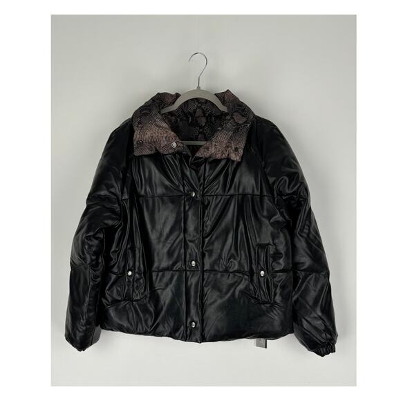 BlankNYC Between The Line Reversible Puffer Jacket Womens Size Small Black New - Picture 3 of 14
